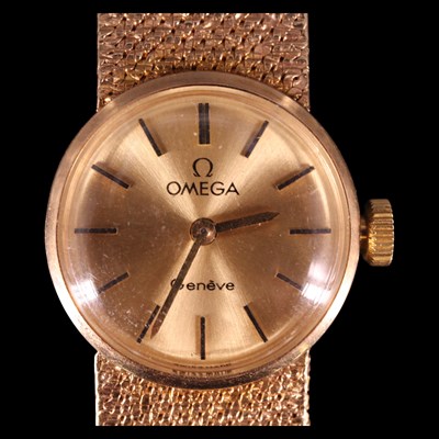 Lot 1445 - A 1960s Omega Genève 9 ct gold wristwatch,...