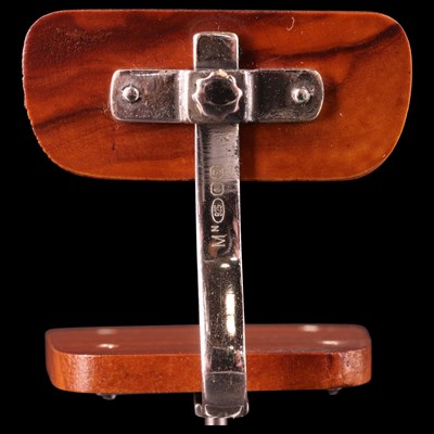 Lot 1215 - A Sterling standard white metal and walnut...