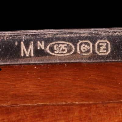 Lot 1215 - A Sterling standard white metal and walnut...
