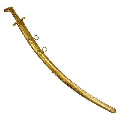 Lot 422 - An Omani yellow-metal-mounted shamshir sword,...