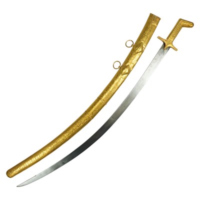 Lot 422 - An Omani yellow-metal-mounted shamshir sword,...