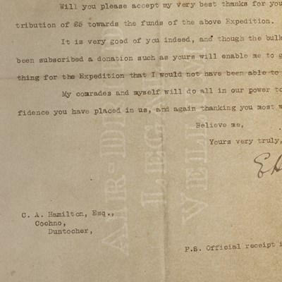 Lot 421 - [Autograph / Antarctic exploration] Sir Ernest...