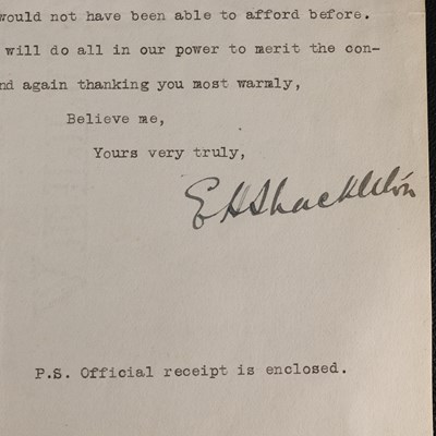 Lot 421 - [Autograph / Antarctic exploration] Sir Ernest...