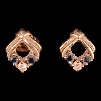 Lot 1213 - A pair of near-contemporary sapphire and white-...