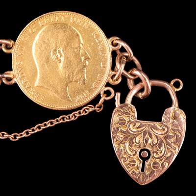 Lot 1613 - Six gold sovereigns hard mounted in bracelet...