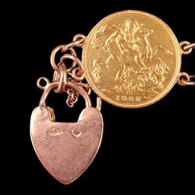 Lot 1613 - Six gold sovereigns hard mounted in bracelet...