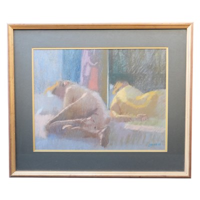 Lot 1553 - Ken Symonds (1927-2010), "Reclining Nude", a...
