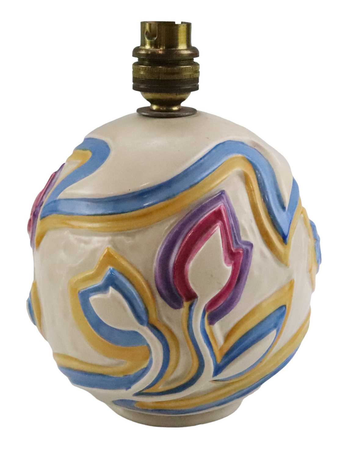 Lot 1208 - A 1930s Clarice Cliff Sgraffito lamp base,...