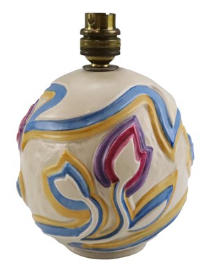 Lot 1208 - A 1930s Clarice Cliff Sgraffito lamp base,...