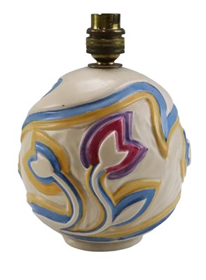 Lot 1208 - A 1930s Clarice Cliff Sgraffito lamp base,...