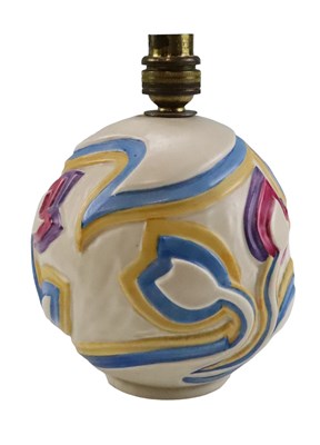 Lot 1208 - A 1930s Clarice Cliff Sgraffito lamp base,...