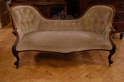 Lot 1596 - A Victorian carved and button-upholstered...