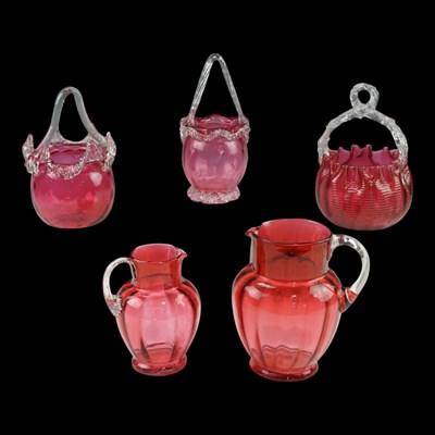 Lot 1146 - A group of Victorian cranberry glass,...