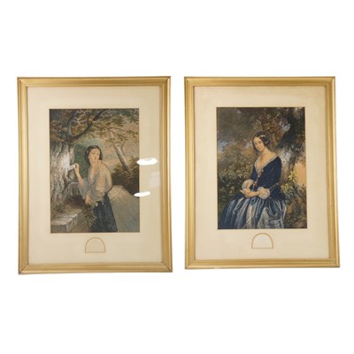 Lot 1538 - A pair of framed large Victorian romantic...