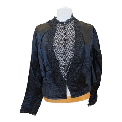 Lot 933 - A Victorian black-work embroidered mourning...