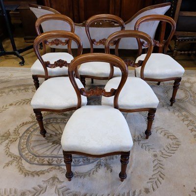 Lot 1594 - A set of six Victorian mahogany balloon-back...