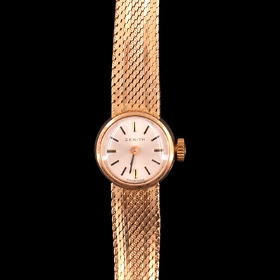Lot 1452A - A 1960s Zenith 9 ct gold lady's wristwatch,...