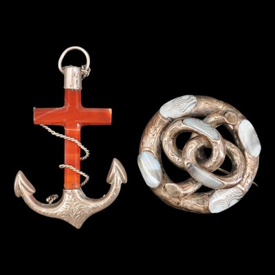 Lot 1246 - A Victorian silver-mounted polished hardstone...