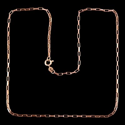 Lot 1268 - A 9 ct gold paperclip-link gold necklace, 45...