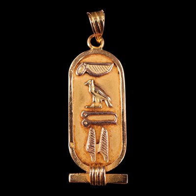 Lot 1269 - An Egyptian 18 ct yellow metal hieroglyphic...