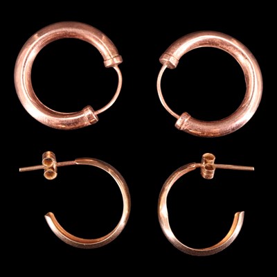 Lot 1230 - A pair of early 1990s 9 ct gold hoop earrings,...