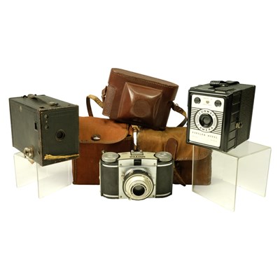 Lot 796 - Three vintage film cameras, comprising a Kodak...