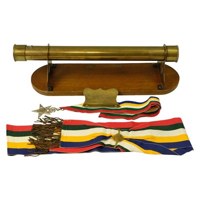 Lot 668 - A Masonic Order of the Eastern Star brass wall-...
