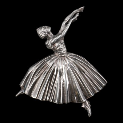 Lot 1273 - A late 1940s large silver ballerina brooch by...