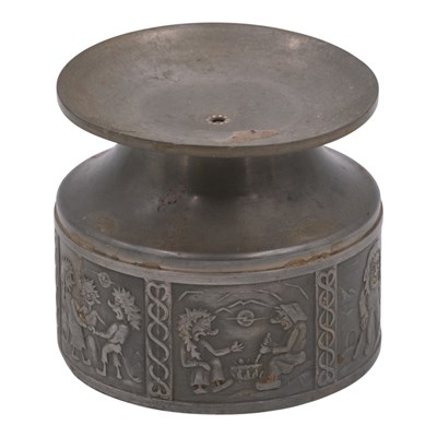 Lot 967 - A vintage Norwegian Dovre pewter candle stand,...