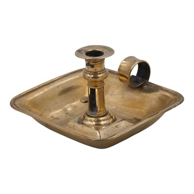 Lot 966 - A 19th Century brass push-eject chamberstick,...