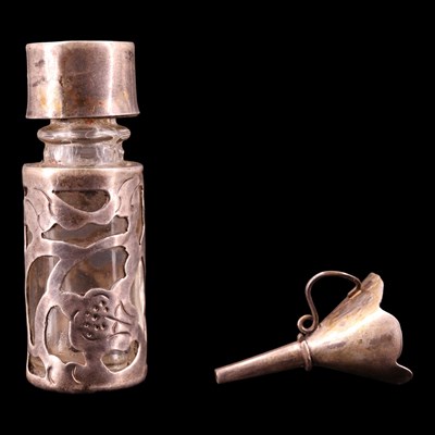 Lot 1175 - A continental glass and silver overlay scent...