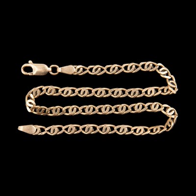 Lot 1279 - A vintage 14 ct yellow metal bracelet, 20 cm,...