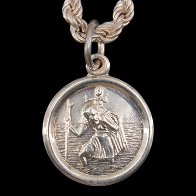 Lot 1239 - A near-contemporary white metal St Christopher...