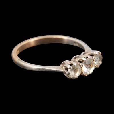 Lot 1291 - A mid-1970s three-stone paste and 9 ct gold...