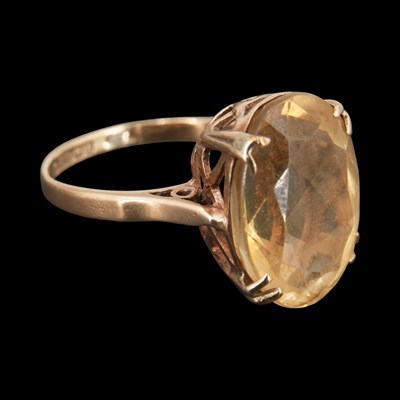 Lot 1300 - A 1960 citrine cocktail ring, comprising an...