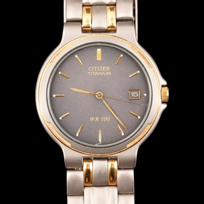 Lot 1465 - A Citizen Titanium WR100 wristwatch, having a...