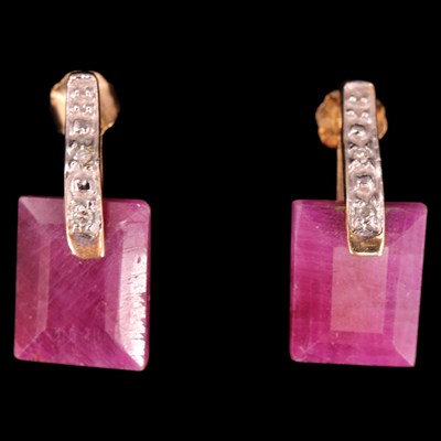 Lot 1307 - A pair of contemporary ruby and diamond...
