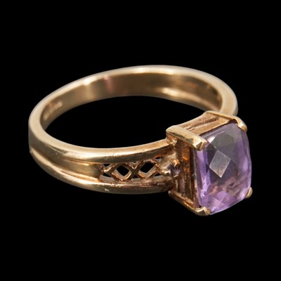 Lot 1316 - A contemporary amethyst and ametrine finger...