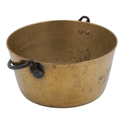 Lot 951 - A late 19th / early 20th Century brass jam pan,...
