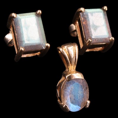 Lot 1324 - Contemporary Labradorite stud earrings...