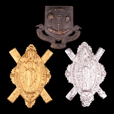 Lot 141 - Three Glasgow University OTC glengarry badges,...