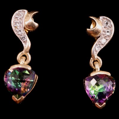 Lot 1335 - A pair of contemporary "mystic" topaz and 9 ct...