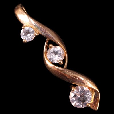 Lot 1336 - A contemporary three-stone white topaz...