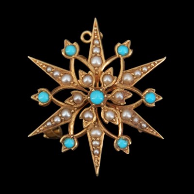 Lot 1339 - A Victorian split-seed-pearl and turquoise...
