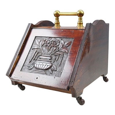 Lot 962 - A Victorian brass-handled oak coal box