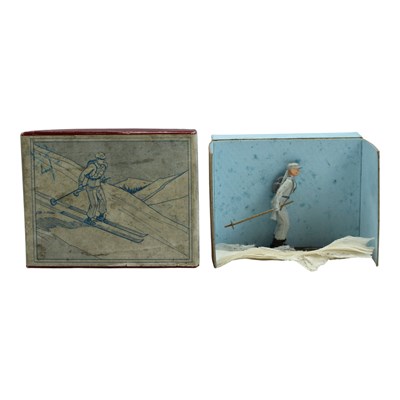 Lot 879 - A Britians No2037 Ski Trooper painted lead toy...