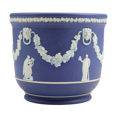 Lot 1075 - A Victorian Wedgwood Jasper Ware cachepot,...