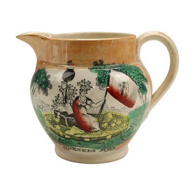 Lot 1032 - A 19th Century Gardeners Arms lustre jug, the...