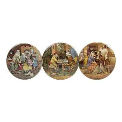 Lot 1036 - Three 19th Century Prattware pot lids,...
