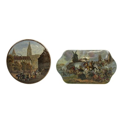 Lot 1042 - Two 19th Century Prattware pot lids, "The...